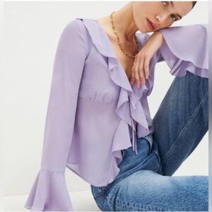 Reformation Lavender Ruffle Blouse
